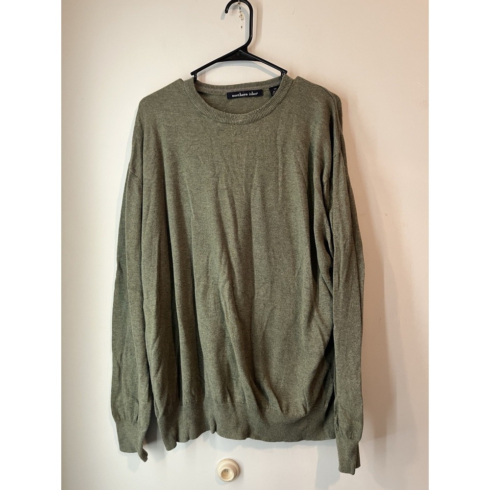 Vintage Northern Isles Silk Cashmere Sweater Crew Neck Green Mens Size‎ XXL